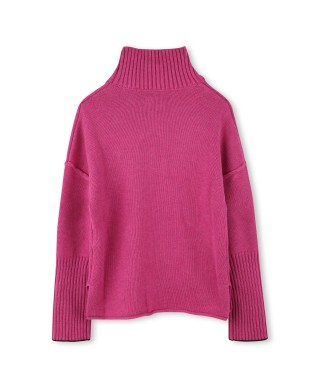 Pull col montant rose