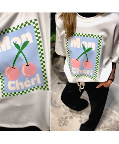 TEE SHIRT "MON CHERI" OVERSIZE BLANC