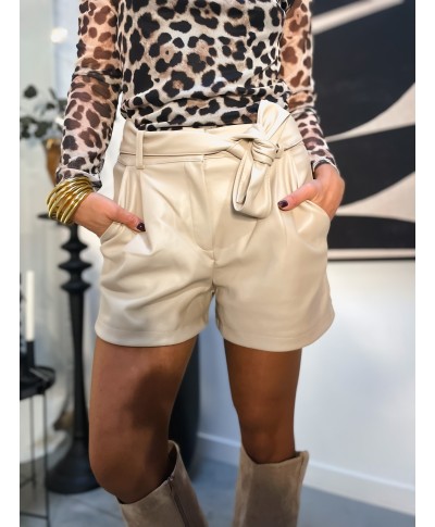 Short Simili Cuir Beige | Zélie m'a dit