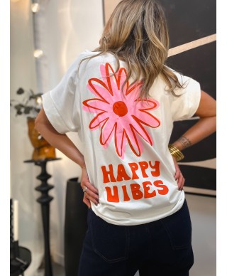 T-shirt Blanc 'Happy Vibes' | Zélie m'a dit