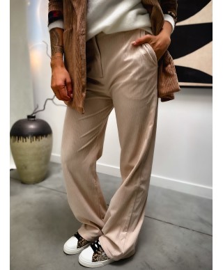 PANTALON BEIGE VELOURS - BAILEE